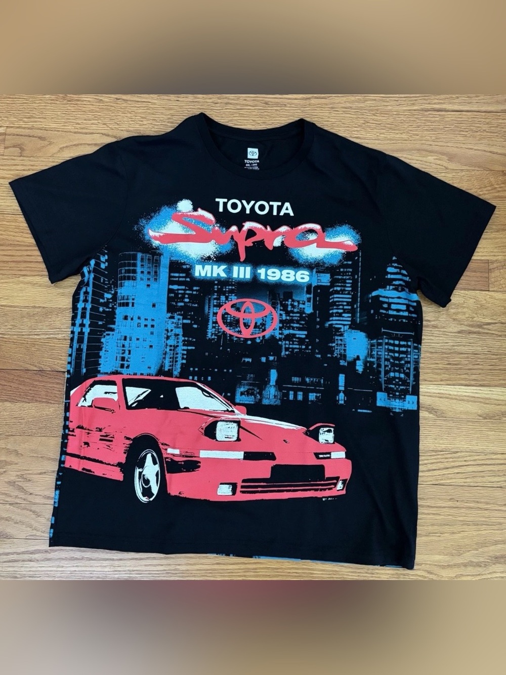 Toyota Supra MK3 1986 Graphic T-Shirt Men’s 2XL Black Neon JDM Retro Car Tee New